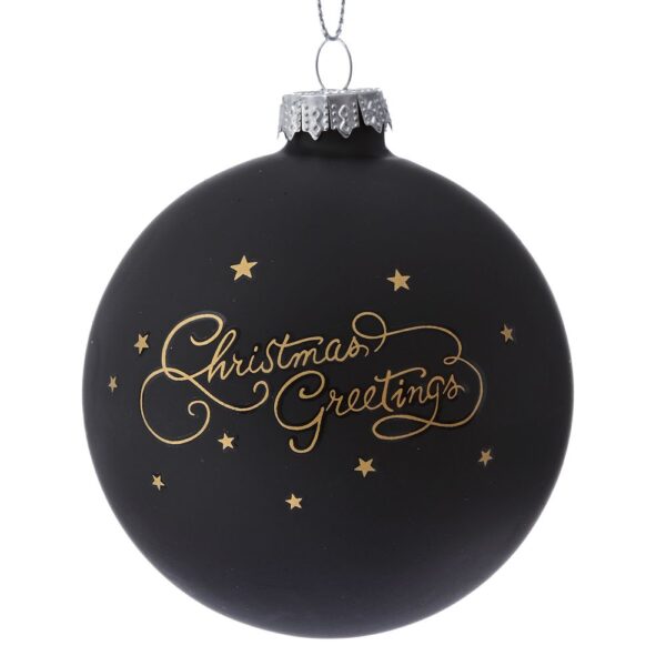 Μαυρη Γυαλινη Μπαλλα 8Εκ Σετ 6 Christmas Greetings