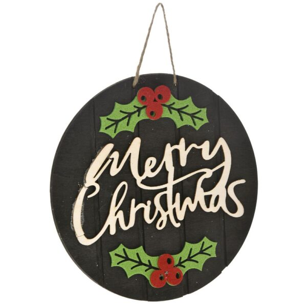 Μαυρο Ξυλινο Κρεμαστο Merry Christmas 20Εκ