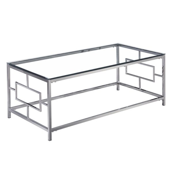 Ασημι Μεταλλικο Χαμηλο Τραπεζι Clear Silver 120Χ60Χ45Εκ