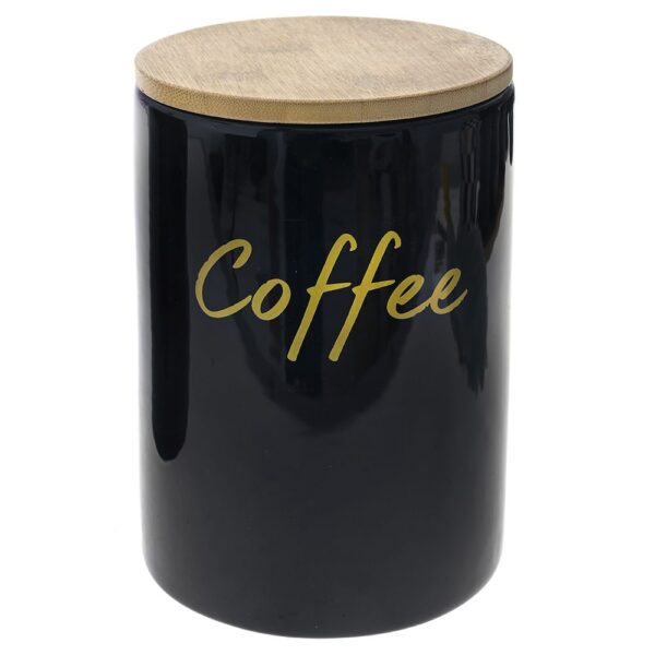 Μαυρο Κεραμικο Δοχειο Coffee Με Bamboo Καπακι 12X12X17Ek 1100Ml