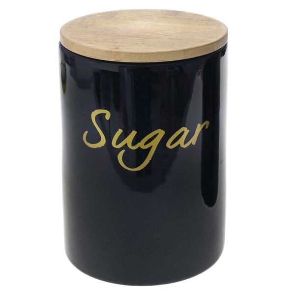 Μαυρο Κεραμικο Δοχειο Sugar Με Bamboo Καπακι 12X12X17Ek  1100Ml