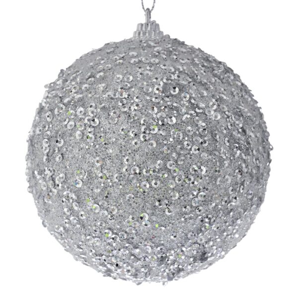 Ασημι Glitter Μπαλα 10Εκ Σετ 4