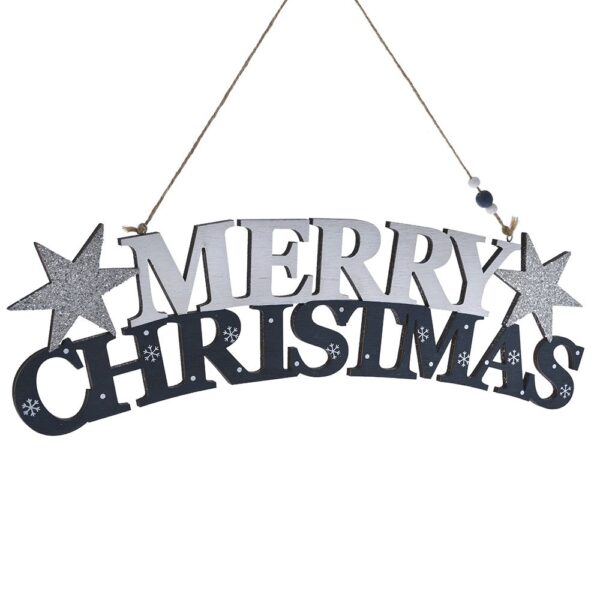 Μαυρο Ξυλινο Κρεμαστο Merry Christmas 41Χ13Εκ