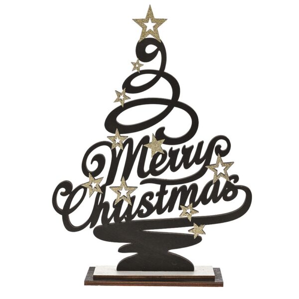 Μαυρο Ξυλινο Δεντρο Merry Christmas 26Χ6Χ36Εκ