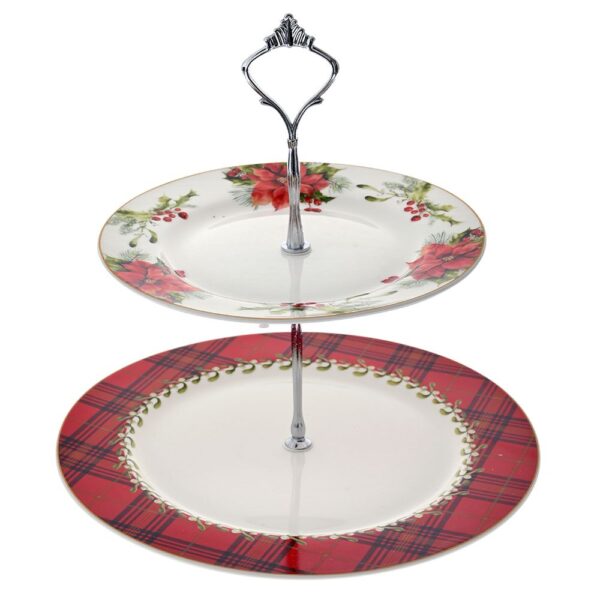 Poinsettia Διωροφη Ορντερβιερα New Bone China 26 19Εκ