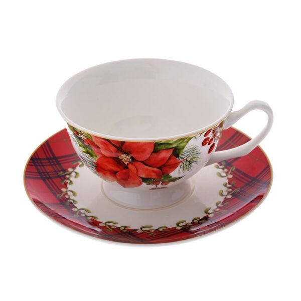 Poinsettia Φλυτζανι Καφε Με Πιατακι New Bone China 220Ml