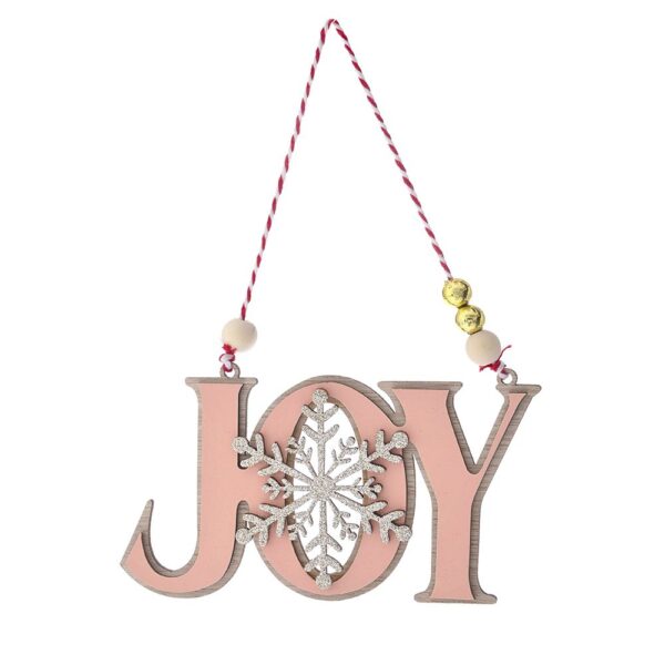 Ροζ Ξυλινη Κρεμαστη Πινακιδα Joy 14Χ8Εκ