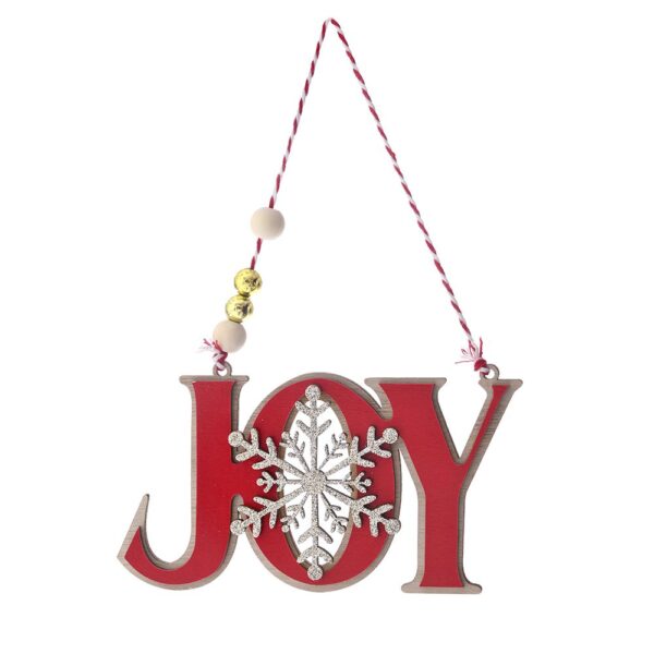 Κοκκινη Ξυλινη Κρεμαστη Πινακιδα Joy 14Χ9Εκ