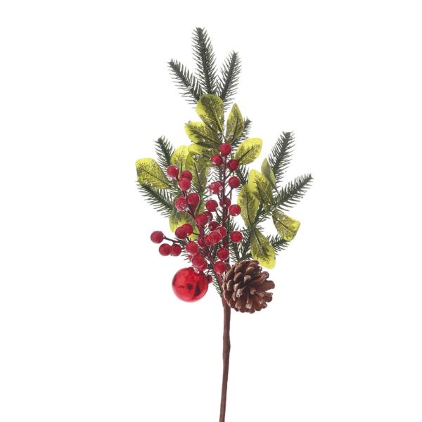 Κλαδι Παγωμενο Με Κοκκινα Berries, Μπαλα And Κουκουναρια 70Εκ