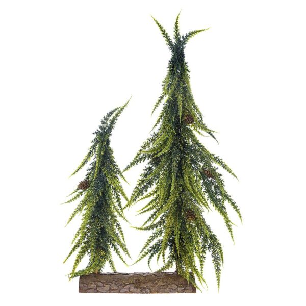Δεντρακια Διπλα Με Χρυσα Glitter Σε Ξυλινη Βαση 30X5X45Ek