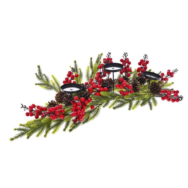Κηροπηγιο Με Kokkina Berries 65Εκ