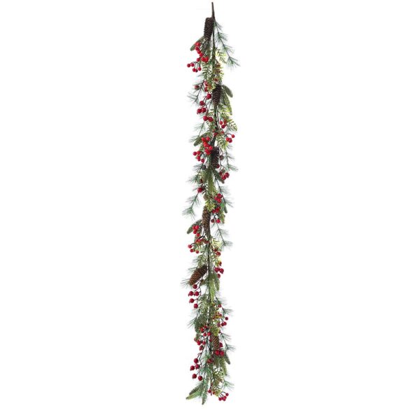 Πρασινη Γιρλαντα Με Kokkina Berries  Και Κουκουναρια 180Εκ