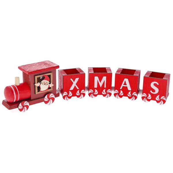 Kokkino Ξυλινο Διακοσμητικο Τρενακι Xmas 28Χ4Χ6Εκ