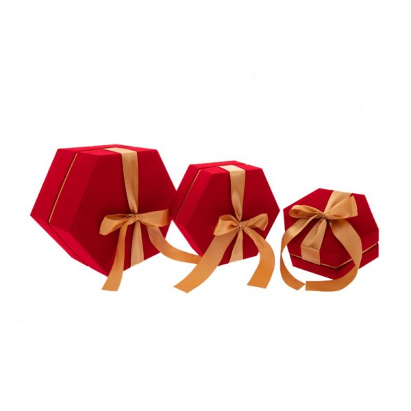 Κοκκινο Βελουδο Χαρτινο Κουτι Σετ 3 30X26X15Ek, 25X22X12Ek, 20X18X9Ek