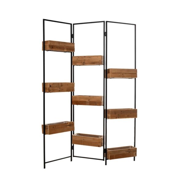 Μαυρο Μεταλλικο Παραβαν Stand 90X43X160Ek Με Ξυλινα Κουτια 9 Θεσεων