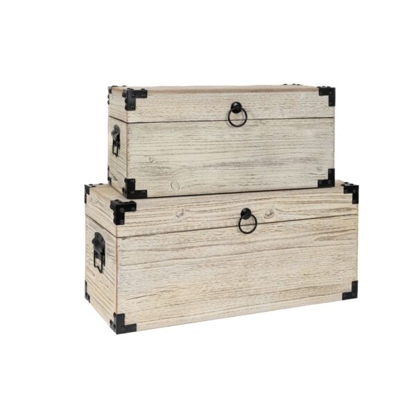 Ξυλινα Κρεμ Γκρι Μπαουλα Σ 2 56X24X25Ek 46X20X21Ek Παρ Μο