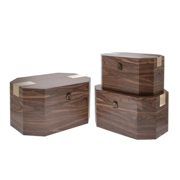 Ξυλινο Καφε Κουτι Σ 3 45X32X25Ek 40X27X22Ek 34X22X19Ek Οκταγωνο Με Χρυσο