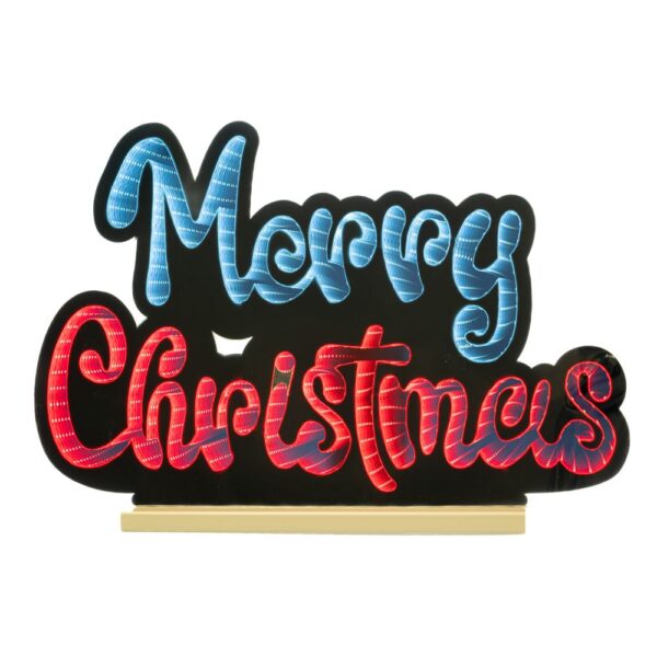 Infinity Φωτιζομενο Merry Christmas 40Χ26Εκ Διπλης Οψης Σε Ξυλινη Βαση