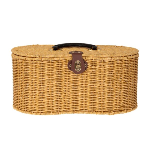 Καλαθι Πικ Νικ Κρεμ Rattan 41Χ23,5Χ19 26Εκ Πλαστικο