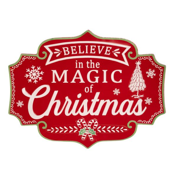 Κοκκινη Μεταλλικη Ταμπελα Magic Christmas 61X46Ek