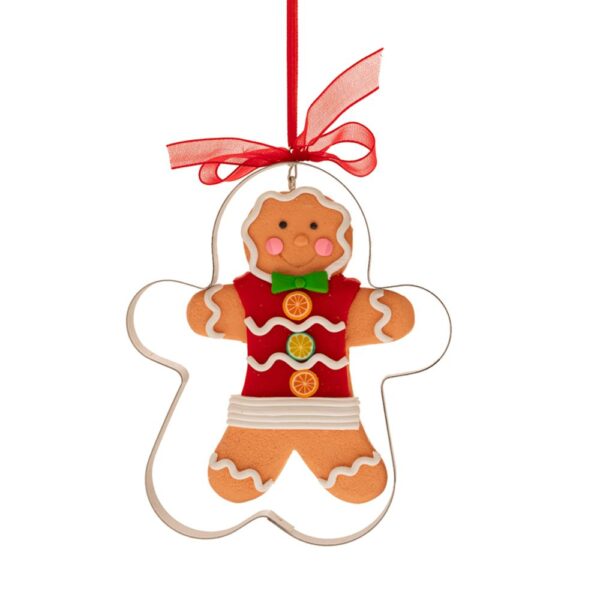 Ανθρωπακι Gingerbread Σε Μεταλλικη Φορμα Κρεμαστο Στολιδι 9Χ11Εκ