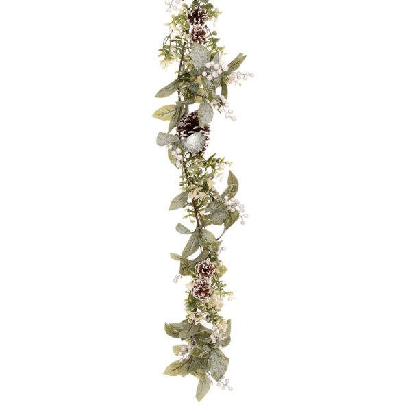 Γιρλαντα Με Κουκουναρια Και Λευκα Berries 150Εκ