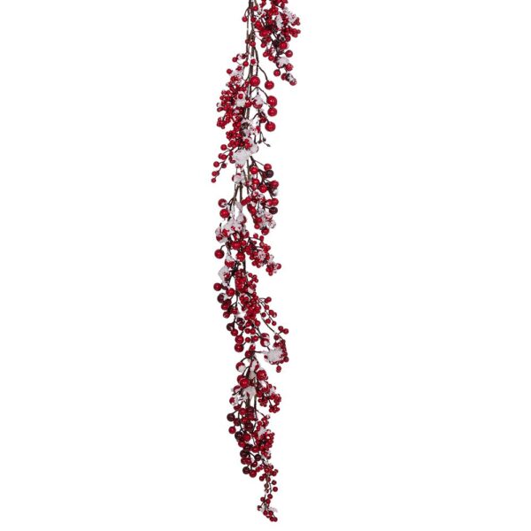 Γιρλαντα Με Κοκκινα Berries Και Χιονι 150Εκ