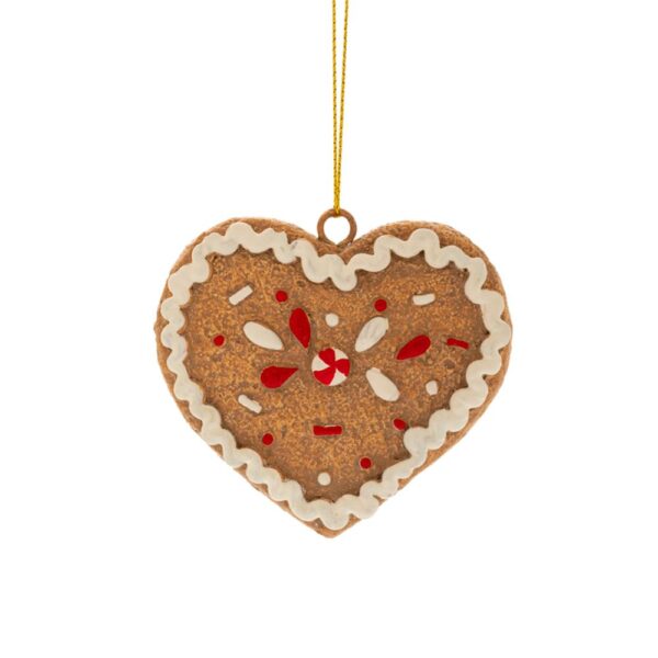 Καφε Πολυρεζιν Gingerbread Καρδια Κρεμαστο Στολιδι 6Χ8Εκ