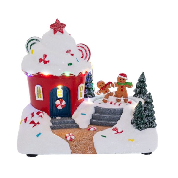 Φωτιζομενο Σκηνικο Με Cupcake Kai Gingerbread Ανθρωπακια 19Χ13Χ17Εκ Μπαταριας