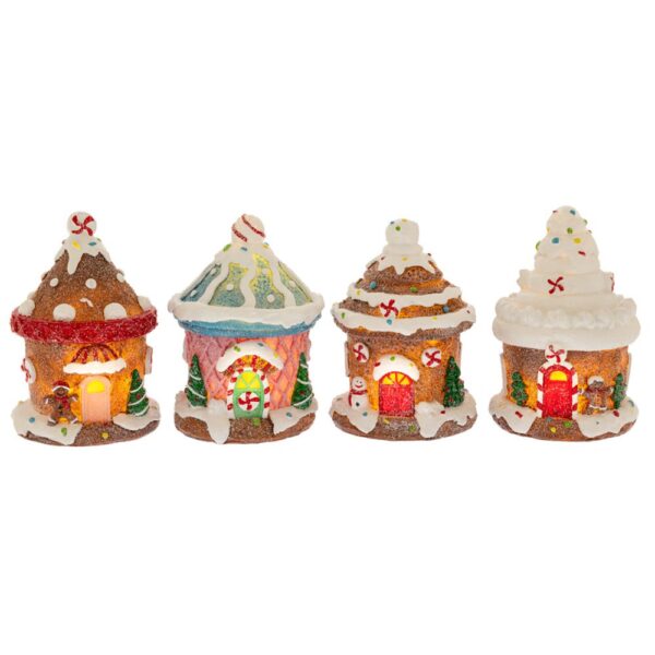 Gingerbread Σπιτι Με Φως 8Χ8Χ11Εκ Μπαταριας 4 Σχεδια