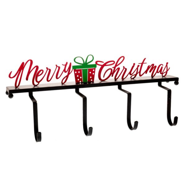 Μαυρη Μεταλλικη Κρεμαστρα Merry Christmas 51Χ17Χ20Εκ 4 Θεσεων