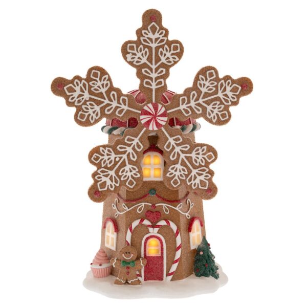Φωτιζομενος Πολυρεζιν Gingerbread Ανεμομυλος 21Χ16Χ30Εκ