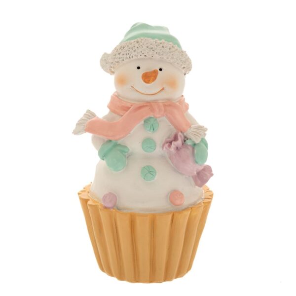 Πολυχρωμο Πολυρεζιν Cupcake Χιονανθρωπος 8.5X8X15Ek