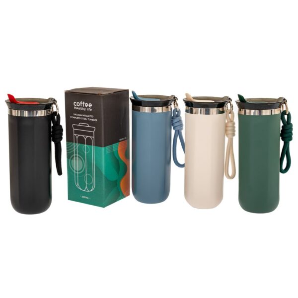 Ανοξειδωτο Θερμος Παγουρι Με Καπακι 500Ml Φ8.5Χ19Εκ Διαφορα Χρωματα