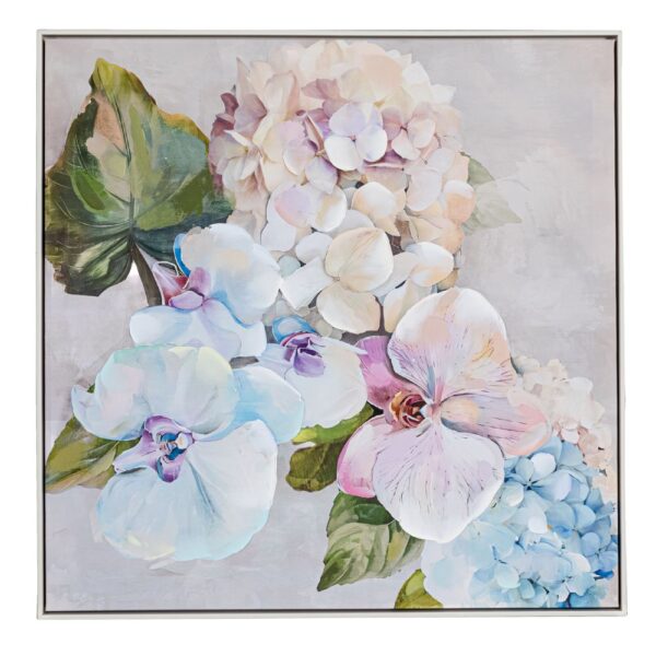 Orchid Ελαιογραφια 80Χ80Εκ Με Ασημι Κορνιζα Σε Τυπωμενο Καμβα