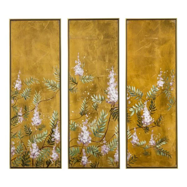 Gold Foil Ελαιογραφια Τριπτυχη 120Χ120Εκ Με Χρυση Κορνιζα