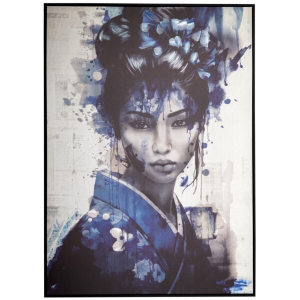 Blue Japanese Girl Πινακας 103Χ143Εκ Me Μαυρη Κορνιζα Σε Τυπωμενο Καμβα
