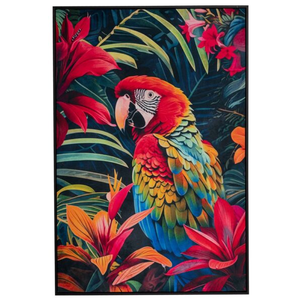 Colorful Parrot Πινακας 83Χ123Εκ Με Μαυρη Κορνιζα Σε Τυπωμενο Καμβα