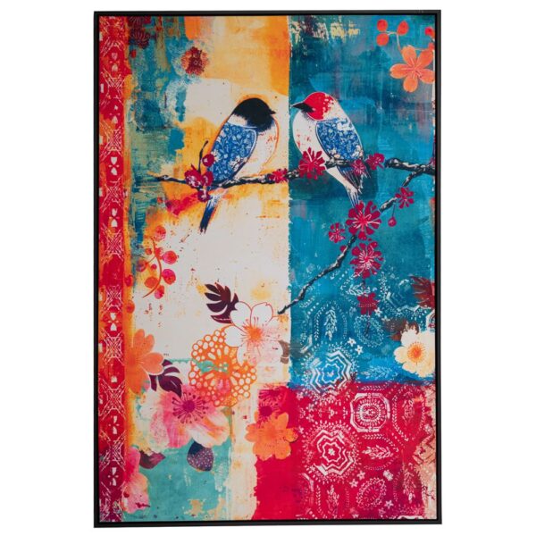 Colorful Birds Πινακας 83Χ123 Εκ Με Μαυρη Κορνιζα Σε Τυπωμενο Βελουτε Καμβα