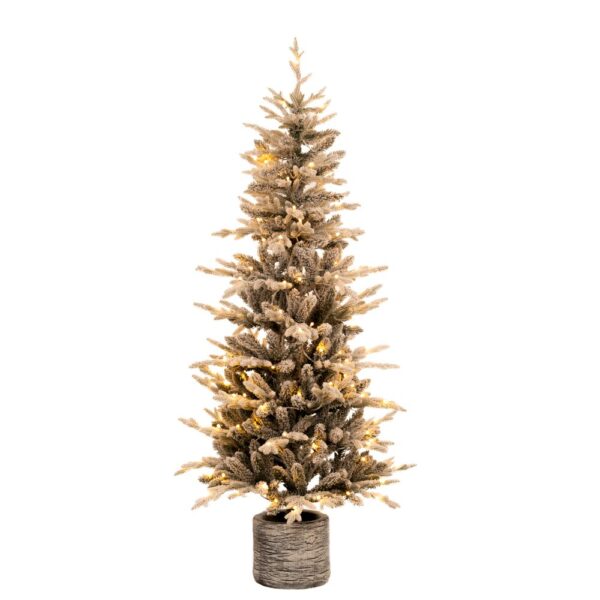 Δενδρο   Pre Lit Iceland Potted Fir   150Εκ Με 100 Led Θερμο Λευκο And Πολυχρωμα