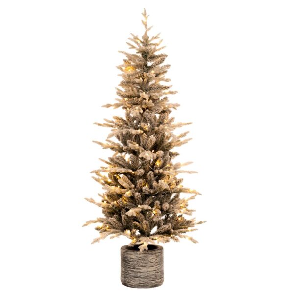 Δενδρο   Pre Lit Iceland Potted Fir   180Εκ Με 180 Led Θερμο Λευκο And Πολυχρωμα